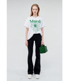Mardi Mercredi  Tシャツ 白×グリーンのサムネイル