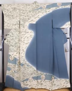 正絹・未使用・型絵染・豪華な型染訪問着袷着物・しつけ糸付き・シック 