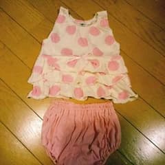女の子上下セット♪80♪ピンクの水玉♪美品♪のサムネイル