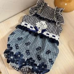 ハンドメイド♡犬服 お花のチュール重ねバルーンキャミワンピース