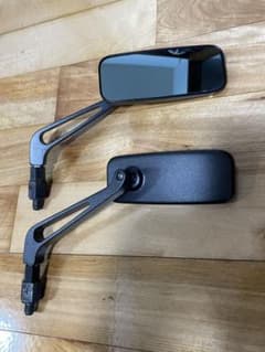 バイクミラー　バイク用 ブラック 長方形ミラー 2個セットのサムネイル