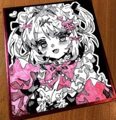 オリジナル 手描きアナログイラスト 色紙 - メルカリ