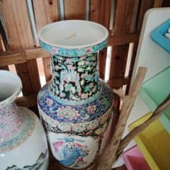 xkxl様用 色鮮やかな陶器の花瓶　山水画の陶器花瓶 高さ約45cmのサムネイル