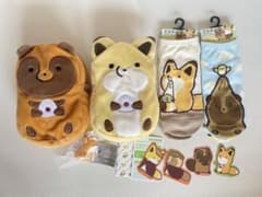 타누키와 여우 봉제인형 파우치 양말 소프비 피규어 다이컷 스티커