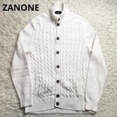【未使用級】 ZANONE CHIOTO ケーブル ニット ジャケット ホワイト 未使用級】 ZANONE CHIOTO ケーブル ニット ジャケット ホワイト