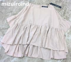 ミズイロインド mizuiro ind コットンワイドギャザー フレアブラウス 