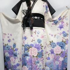 人気白系！◇振袖6点セット167cm◇フルセットホワイト系成人式正絹GR59 