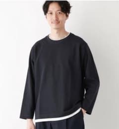 [GLOBAL WORK] クルーネックレイヤード 長袖 ネイビーのサムネイル