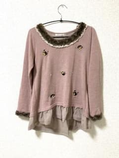 axesfemmeピンク猫 フリル付き刺繍長袖トップスかわいいガーリー Mのサムネイル