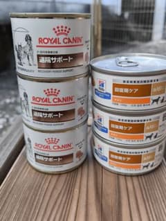 ロイヤルカナン退院サポートとHills回復期ケア各3缶ずつのセットです。のサムネイル