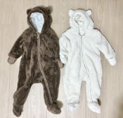 H&M くま耳 ロンパース ジャンプスーツ 4-6M/6-9M セット 双子のサムネイル