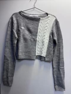 AVANDRESS Half Patchwork ニット グレー ホワイトのサムネイル