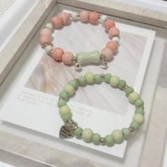 ハンドメイド アクセサリー ガラスビーズ ブレスレット 2点セット①