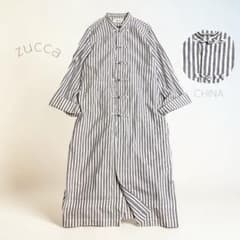 zucca シャンブレー チャイナボタン シャツワンピース ストライプ 長袖