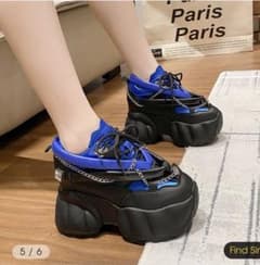 厚底スニーカー チェーン装飾 ブラック ブルーのサムネイル