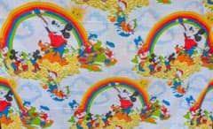ヴィンテージ生地　ディズニー レインボーミッキー柄　フラットシーツ美品のサムネイル