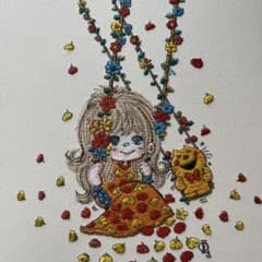 水森亜土　刺繍　キャンバスアート 水森亜土 刺繍 キャンバスアート - メルカリ