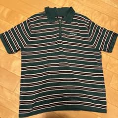 XLARGE ハーフジップ ポロシャツ グリーン ボーダー Lのサムネイル