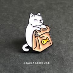 핀즈 [오츠카이 화이트 고양이] 핀 배지 브로치 라펠 핀