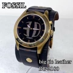 希少／動作品】FOSSIL big tic leather 腕時計 GOLD - メルカリ