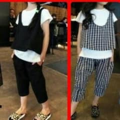 韓国子供服 タンク・七分丈パンツ・Tシャツ3点セットのサムネイル