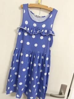 H&M ワンピース 130 140 ドット 水玉 ノースリーブ 半袖 ブルーのサムネイル