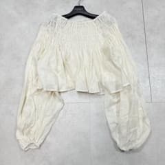 美品 CADUNE シャーリングバルーンブラウス オフショル 白 リネン混 38 25SS✨美品✨CADUNE シャーリングバルーンブラウス オフショル2way