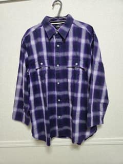 Stussy 長袖ネルシャツ XL 紫系チェック - メルカリ