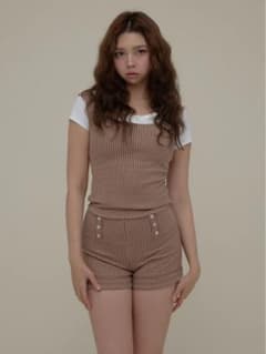 ANDMARY Polo gingham check set up brownのサムネイル