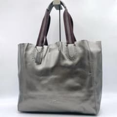 良品 COACH ラージ ダービー メタリック レザー トートバッグ h116 良品 COACH ラージ ダービー メタリック レザー トートバッグ h116