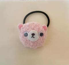 ハンドメイド ヘアゴム ピンクのくまモチーフのサムネイル
