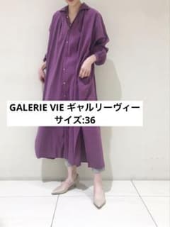 GALERIEVIE リネン100% ロングワンピース　シャツワンピ　紫　麻