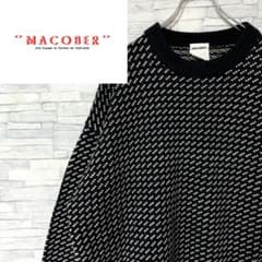 【レア】マコバ アクリルニット ローゲージ バーズアイ 人気柄 紺 白 L〜XL
