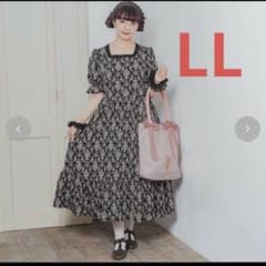 タグ付き新品 青木美沙子 しまむら コラボ ワンピース 黒 ダマスク柄