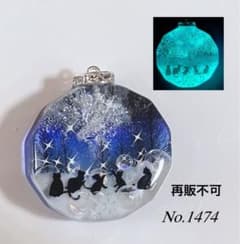 レジン/春のメロディと子猫達　チューリップ　蓄光　オルゴナイトネックレス レジン/春のメロディと子猫達 チューリップ 蓄光 オルゴナイトネックレス