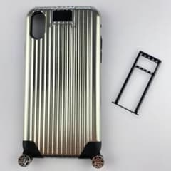 iPhone X ケース カバー キャリー風 ハイブリットケース シルバーのサムネイル