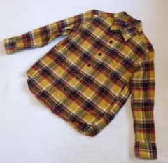 UNIQLO ネルシャツ 長袖 120 マスタードカラー　キッズ　男の子　女の子