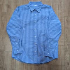 GU Striped Long-Sleeve Shirt, Blue, Size L