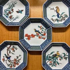 九谷焼 青郊窯 花鳥絵変わり 5.5号皿揃 銘々皿 八角皿 径16.3cm - メルカリ