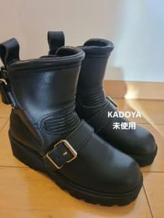 KADOYA BLACK ANKLE レザー バイクブーツ エンジニアブーツ23 - メルカリ