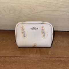 【美品】COACH レザーコスメポーチ／160g／数回使用のサムネイル