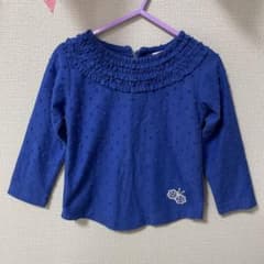 ブルー フリル襟長袖シャツ 90cmのサムネイル