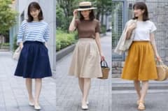 GU & UNIQLO ひざ丈スカート着回し３枚Ｍ&XLのサムネイル