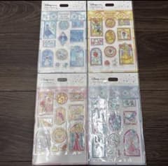 Disney 스테인드 글라스 스타일 스티커 4 팩 세트