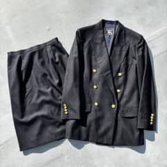 希少✨️Burberry 紺ブレ 金ボタン モヘア ダブル ビジネススーツ L 美品 バーバリー 金ボタン ダブル モヘア混 スーツ セットアップ L