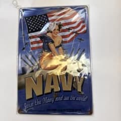 新品　ブリキ看板　アンティーク風　U.S NAVYのサムネイル