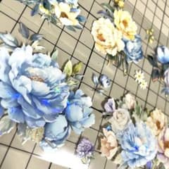 海外マスキングテープ 切り売り PET コラージュ 花 ボタニカル 青