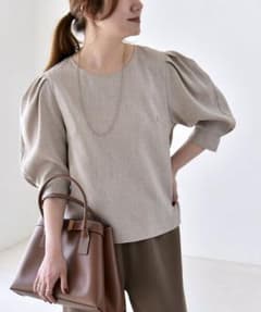 ✺⋆* パフスリーブ ブラウス ベージュ リネンライク 美品です SHIPS 