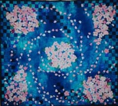 ハワイアンキルトのタペストリー　桜吹雪 ハワイアンキルトのタペストリー 桜吹雪 - メルカリ