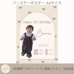 誕生日ポスター　バースデーポスター　記念日　ファーストバースデー　名入れ　リボンのサムネイル